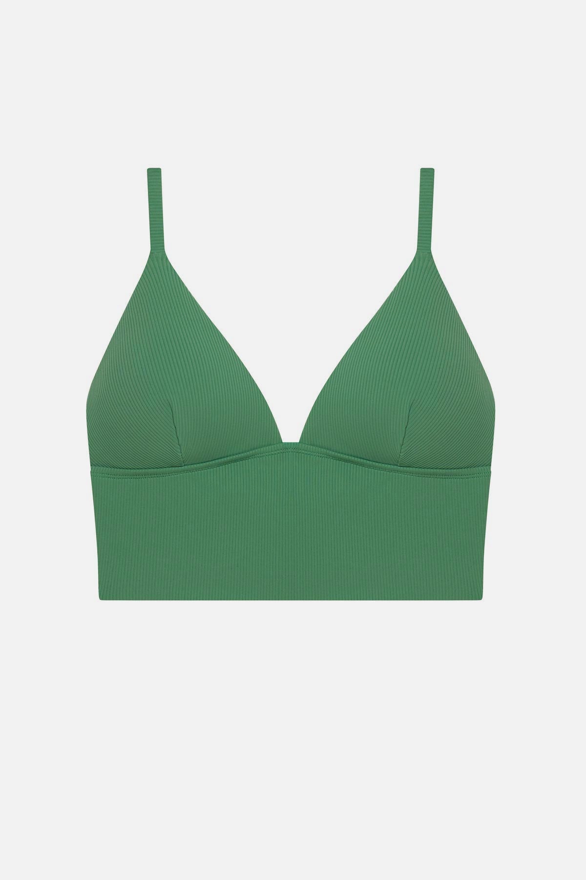 Green ribbed midkini bralette swim top with matching swim bottoms