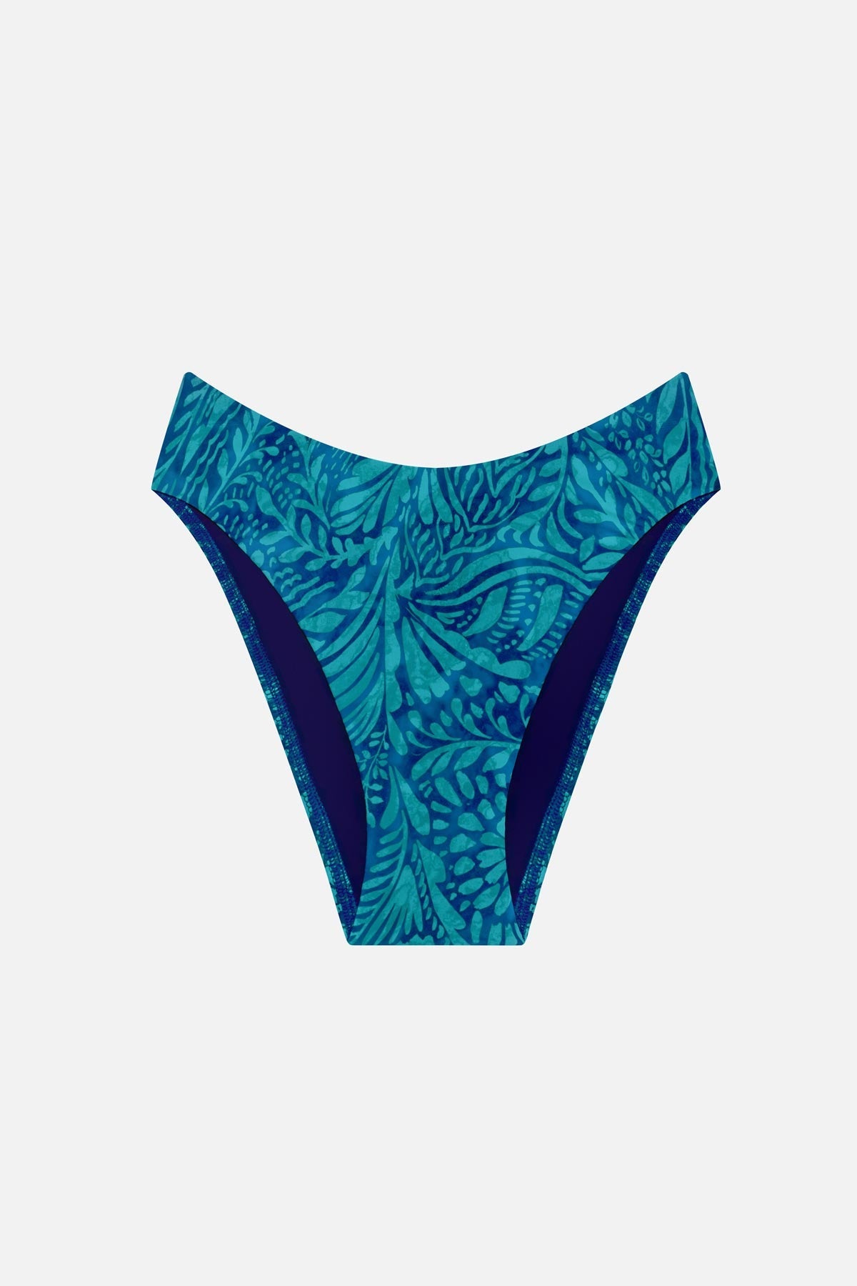 Abstract blue printed swim bottoms