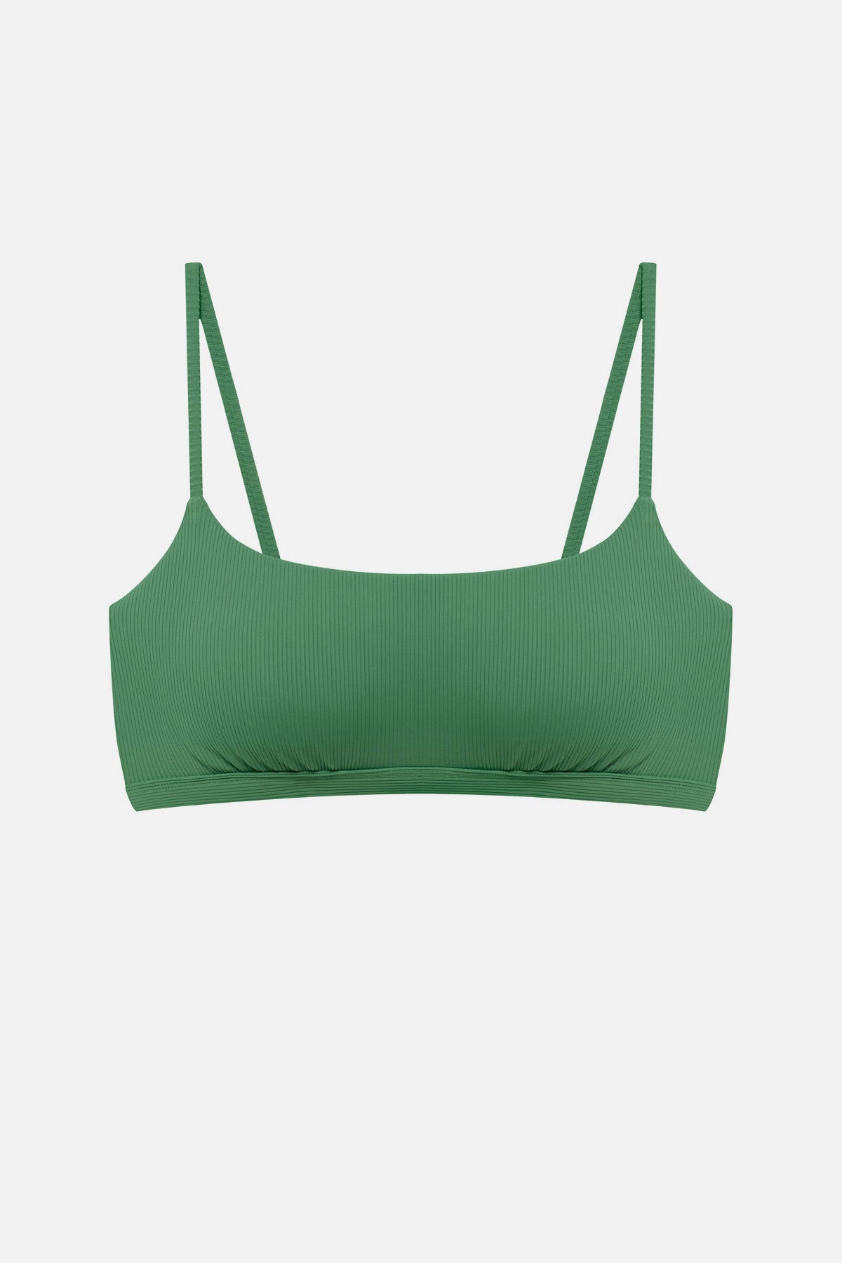 Green ribbed bralette swim top