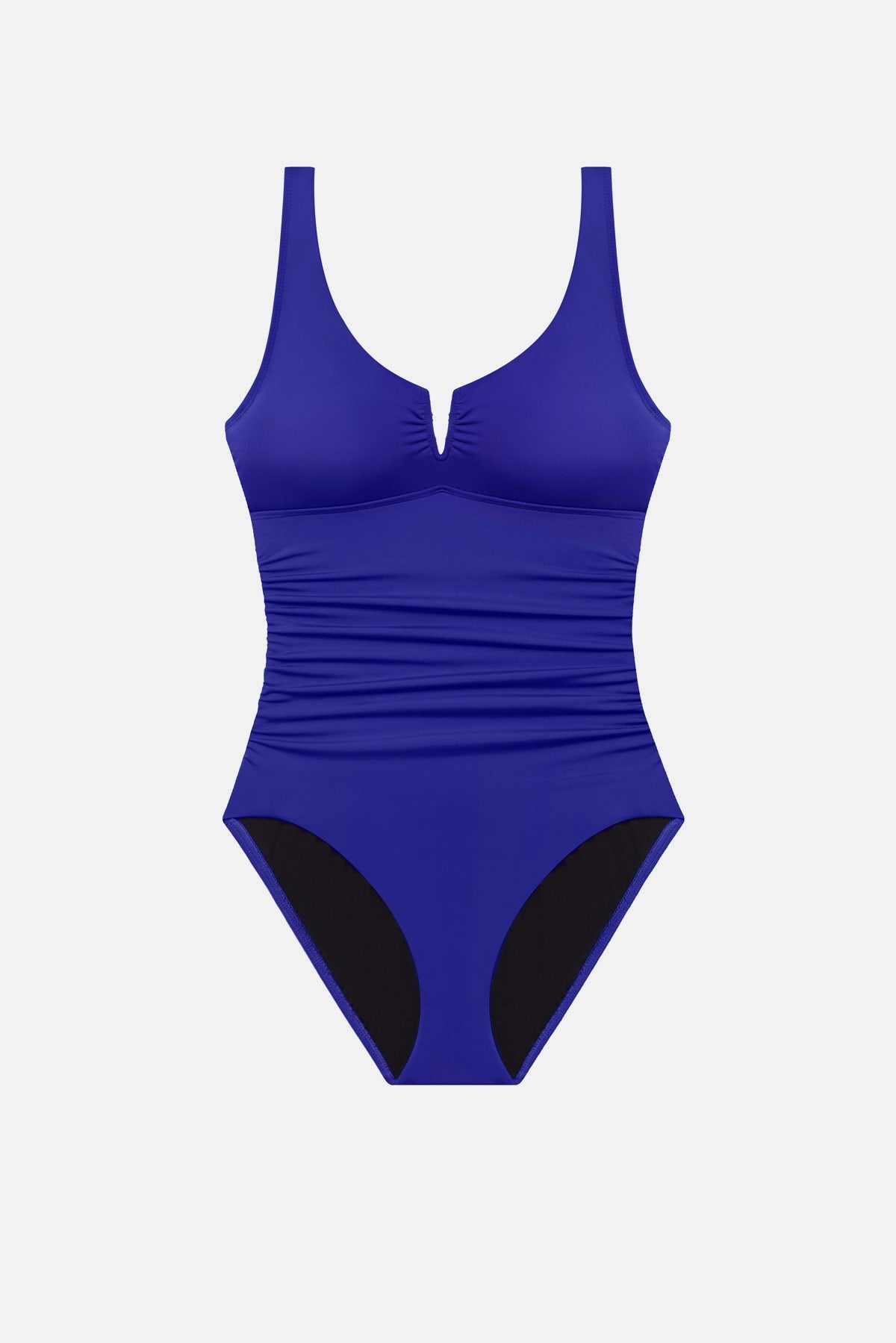 Bright blue one-piece swimsuit