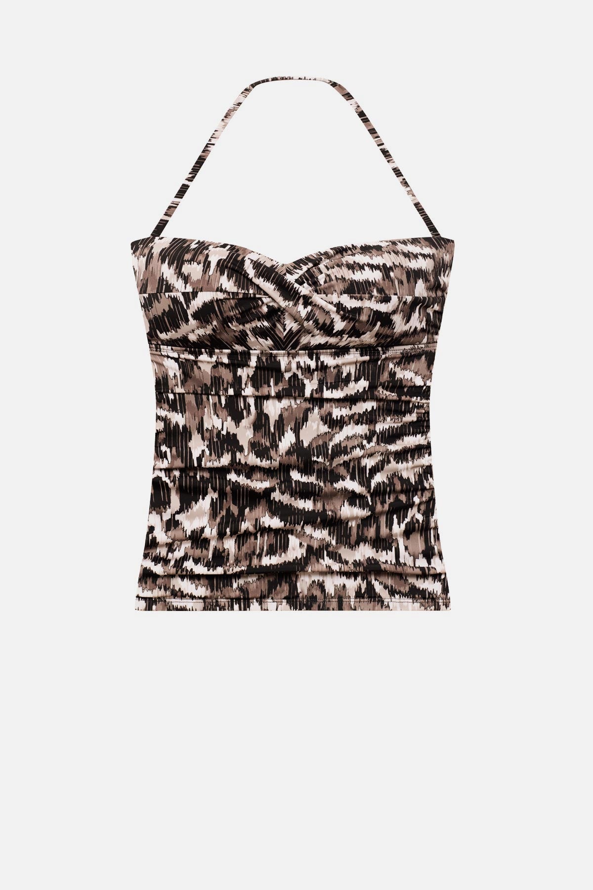 Animal skin print bandeau tankini top